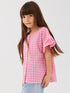 LC Waikiki Crew Neck Plaid Short Sleeve Girl's Shirt